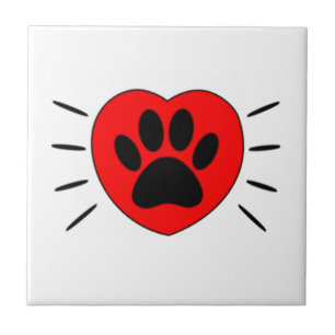 Dog Lover Heart And Paw Print Tile
