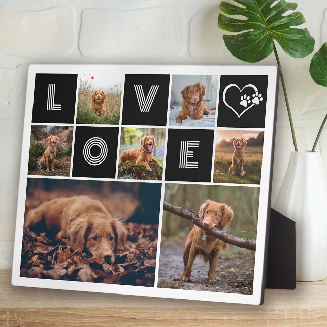 Dog Lover Heart Love Photo Collage Plaque (Creator Uploaded)