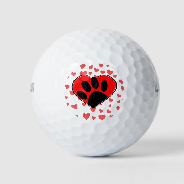 Dog Lover Hearts All Over Golf Balls (Front)