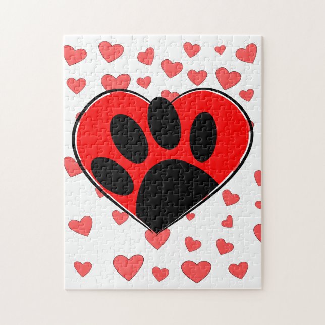 Dog Lover Hearts All Over Jigsaw Puzzle (Vertical)