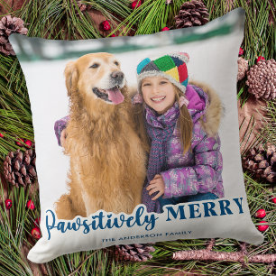 Dog Lover Holiday Personalised Christmas Pet Photo Cushion