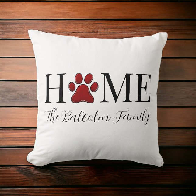 Dog Lover Home Dog Paw Family Name Personalised Cushion (Creator Uploaded)