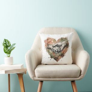 Dog Lover Human Animal Bond Watercolor Heart Cushion