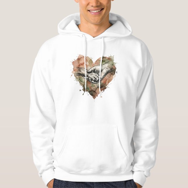 Dog Lover Human Animal Bond Watercolor Heart Hoodie (Front)