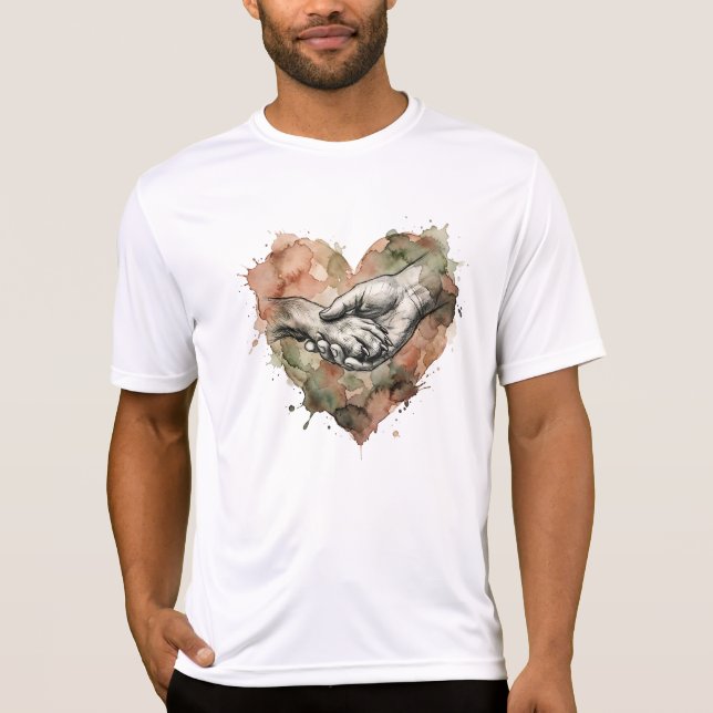 Dog Lover Human Animal Bond Watercolor Heart T-Shirt (Front)