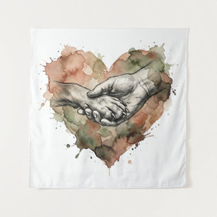 Dog Lover Human Animal Bond Watercolor Heart Tapestry