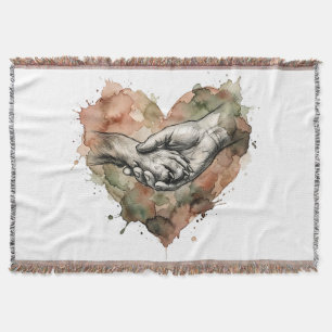 Dog Lover Human Animal Bond Watercolor Heart Throw Blanket