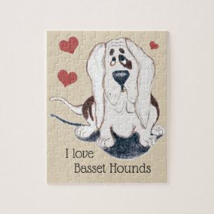 dog lover I love basset hounds 8x10 puzzle