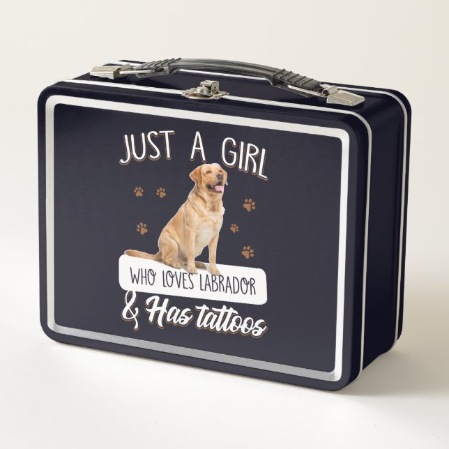 Dog Lover | Just A Girl Who Loves Labrador Tattoos Metal Lunch Box (Front)