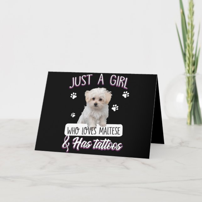 Dog Lover | Just A Girl Who Loves Maltese & Tattoo Holiday Card (Front)