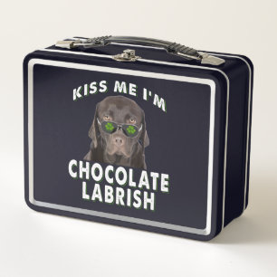 Dog Lover Kiss Me I'm Chocolate Labrish Metal Lunch Box