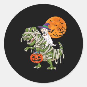 Dog Lover Labrador Retriever Riding Mummy T Rex Classic Round Sticker
