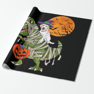 Dog Lover Labrador Retriever Riding Mummy T Rex Wrapping Paper