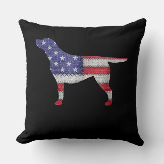 Dog Lover | Labrador Retriever Silhouette USA Flag Cushion