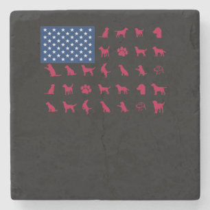 Dog Lover Labrador Retriever USA American Flag Stone Coaster
