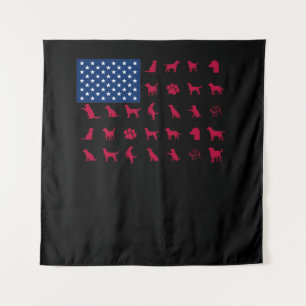 Dog Lover   Labrador Retriever USA American Flag Tapestry