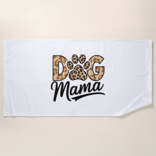 Dog Lover Leopard Print Paw Beach Towel