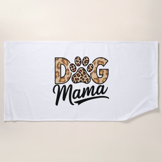 Dog Lover Leopard Print Paw Beach Towel (Front)