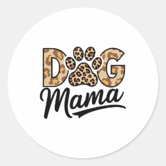 Dog Lover Leopard Print Paw Classic Round Sticker