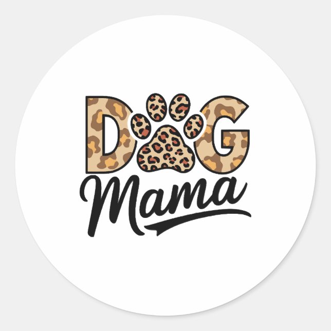 Dog Lover Leopard Print Paw Classic Round Sticker (Front)
