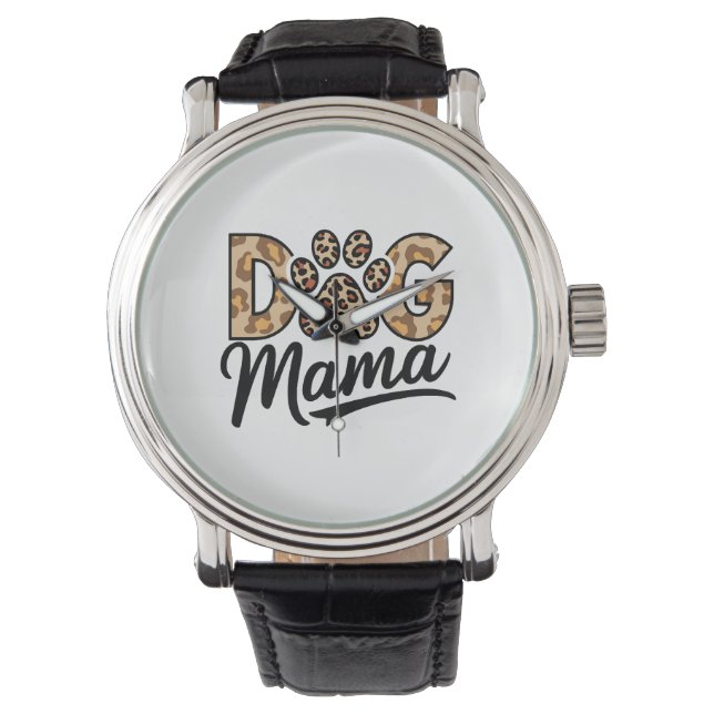 Dog Lover Leopard Print Paw Watch (Front)