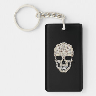Dog Lover Maltese Dog Halloween Skull Key Ring