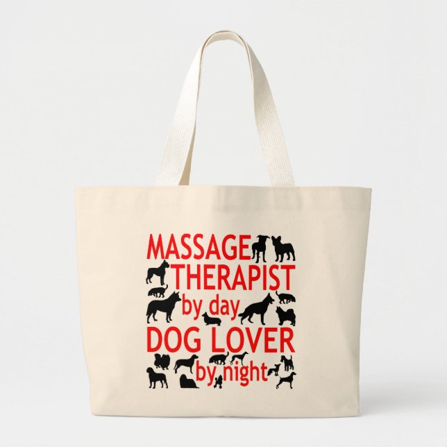 Dog Lover Massage Therapist Large Tote Bag (Front)