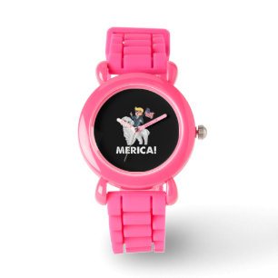 Dog Lover Merica Trump Riding Maltese 4th Of July Watch