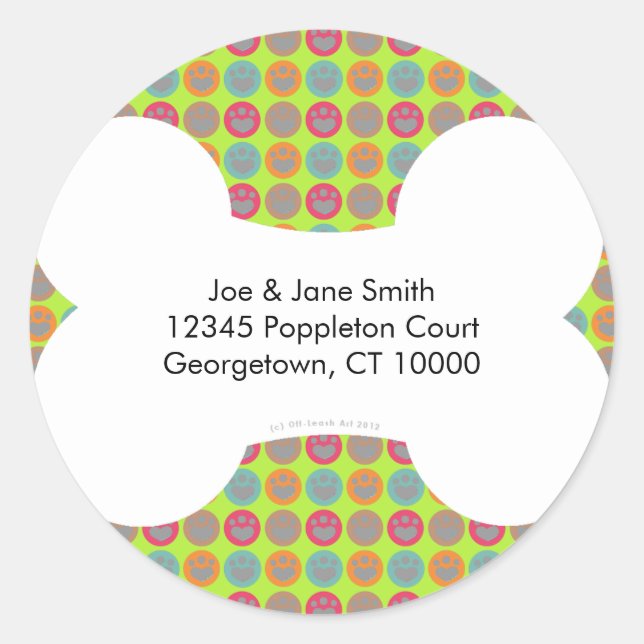 Dog Lover Multi-colour Paw Print Address Labels (Front)