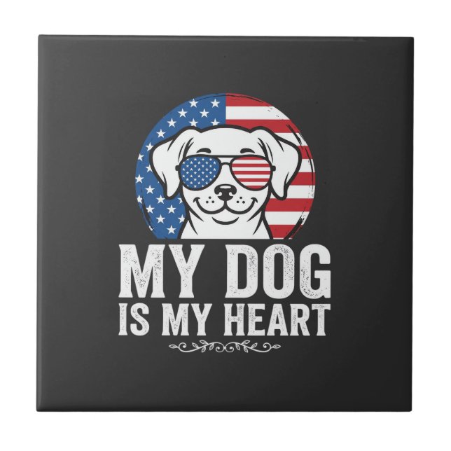 Dog Lover My Dog Is My Heart Tile (Front)