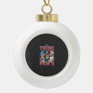 Dog Lover My Tribe Has Paws Ceramic Ball Christmas Ornament