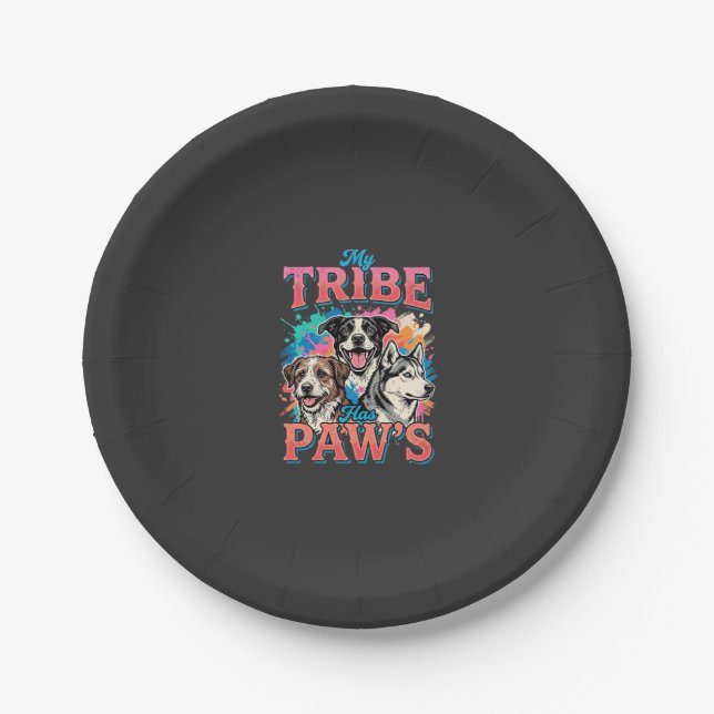 Dog Lover My Tribe Has Paws Paper Plate (Front)