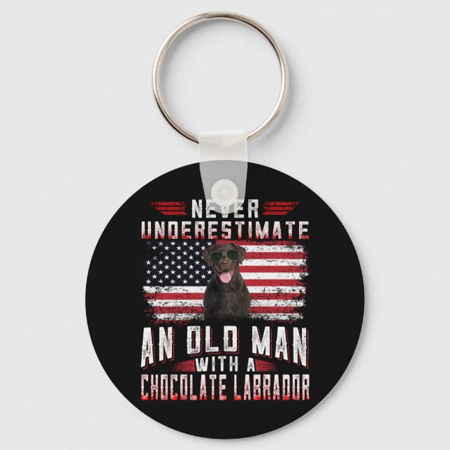 Dog Lover | Never Underestimate Old Man Labrador Key Ring (Front)