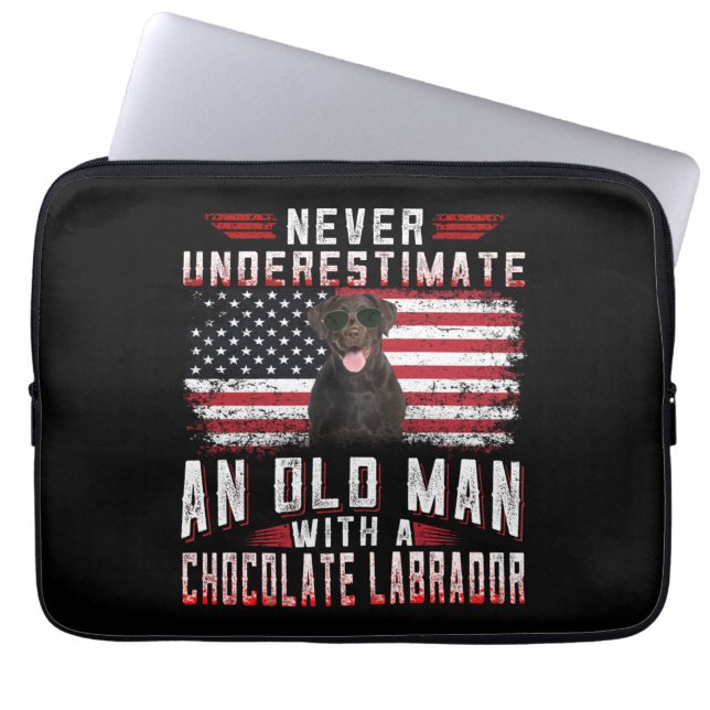 Dog Lover | Never Underestimate Old Man Labrador Laptop Sleeve (Front)