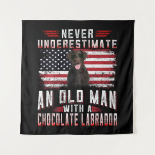 Dog Lover Never Underestimate Old Man Labrador Tapestry