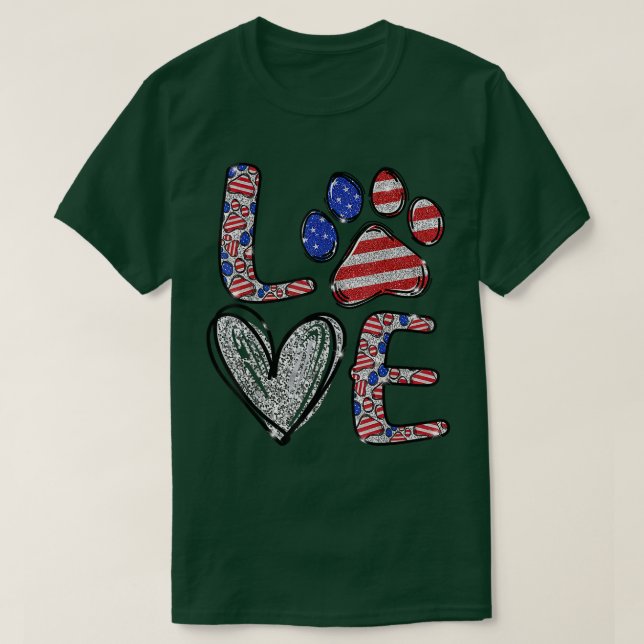 Dog Lover Paw Happy Independence Day 4th Of July U T-Shirt (Design Front)