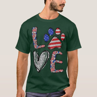 Dog Lover Paw Happy Independence Day 4th Of July U T-Shirt