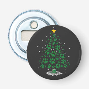 Dog Lover Paw Print Christmas Tree Bottle Opener