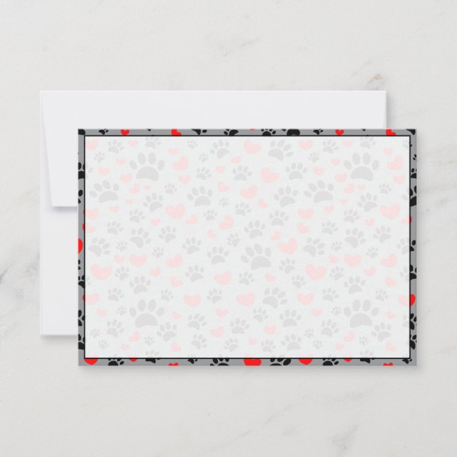 Dog Lover Paw Prints and Hearts Custom Card (Front)