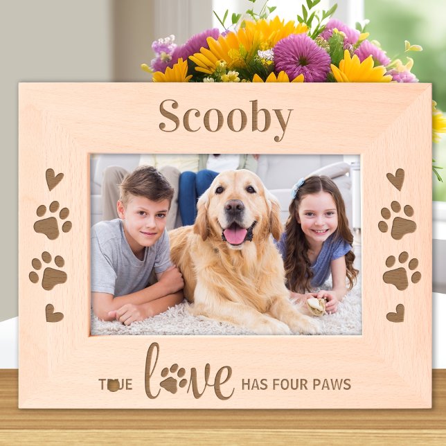 Dog Lover Paw Prints Pet Personalised Wood Photo  Etched Frames (Creator Uploaded)