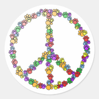 Dog Lover Peace Classic Round Sticker