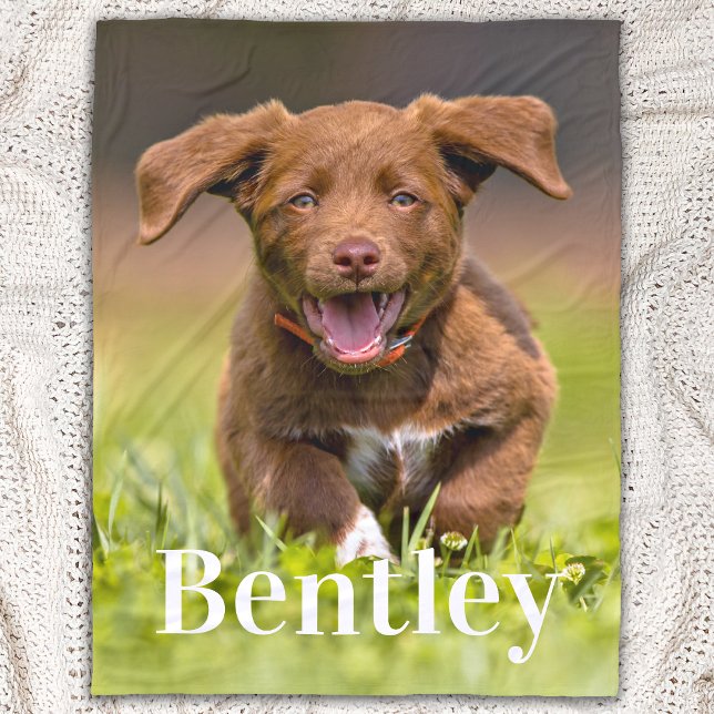 Dog Lover Personalised Cute Puppy Pet Photo Fleece Blanket (Creator Uploaded)