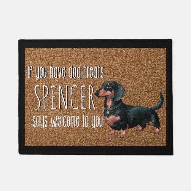 Dog Lover Personalised Dachshund Name Doormat (Front)