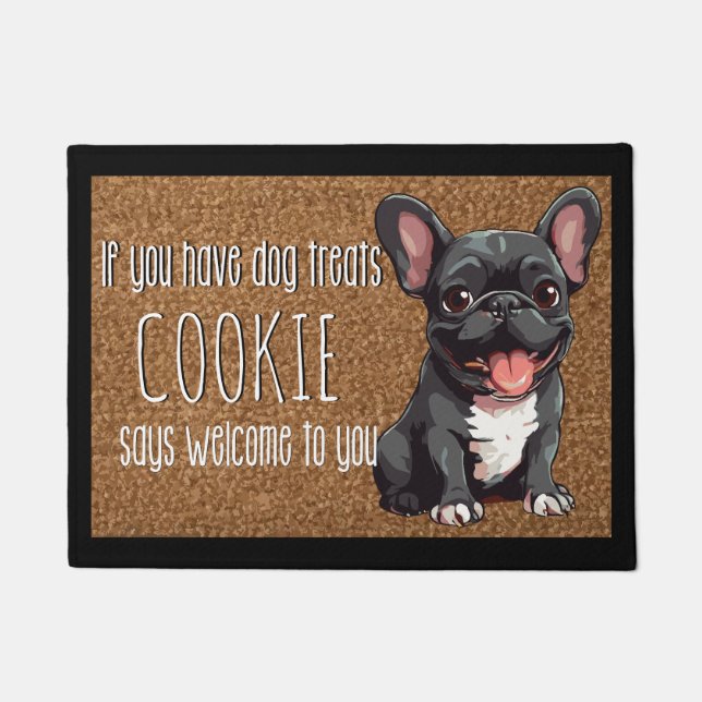 Dog Lover Personalised French Bulldog Puppy Name  Doormat (Front)