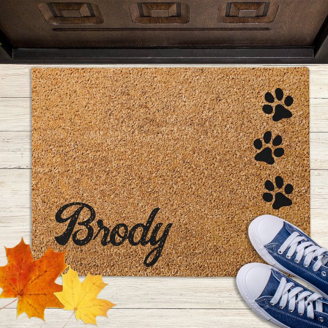 Dog Lover Personalised Paw Prints Monogram Name Doormat (Creator Uploaded)