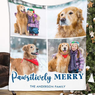 Dog Lover Personalised Pet Photo Collage Christmas Fleece Blanket