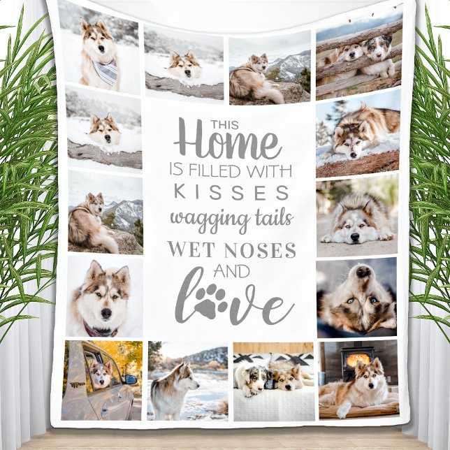 Dog Lover Personalised Pet Photo Collage Fleece Blanket (Creator Uploaded)