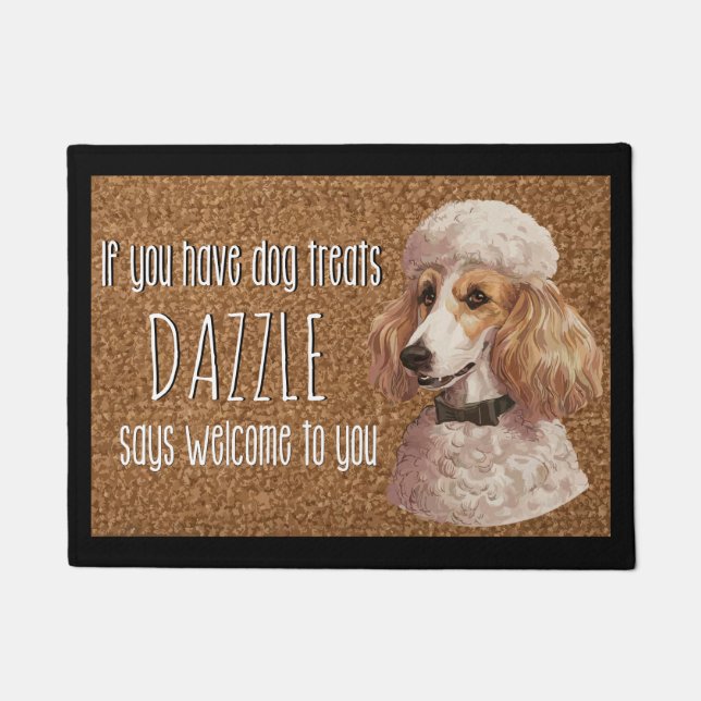 Dog Lover Personalised Poodle Dog Name Doormat (Front)