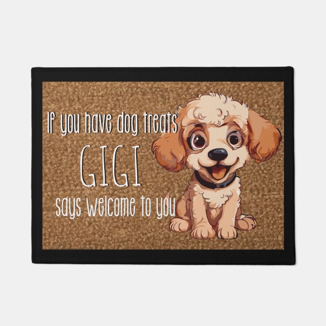 Dog Lover Personalised Poodle Dog Puppy Name  Doormat (Front)