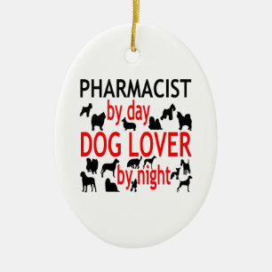 Dog Lover Pharmacist in Red Ceramic Tree Decoration